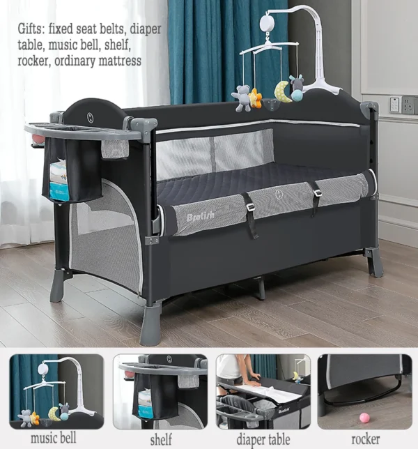 Brotish New Upgrade Multifuction Baby Crib Splicing Large Kid Bed Removable bb Portable Folding Newborn Cot Bedside Bed Cradle - Image 5
