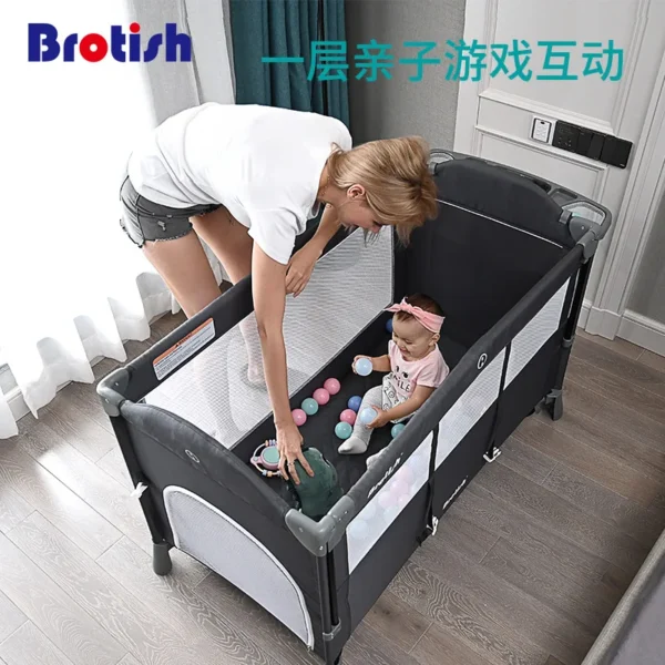 Brotish New Upgrade Multifuction Baby Crib Splicing Large Kid Bed Removable bb Portable Folding Newborn Cot Bedside Bed Cradle - Image 3