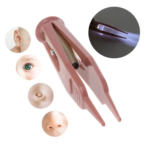 Clean Tweezer Baby Flashlight Dig Booger Clip Infants Clean Ear Nose Navel Visible Safety Tweezers Safe Forceps Cleaning - Image 5