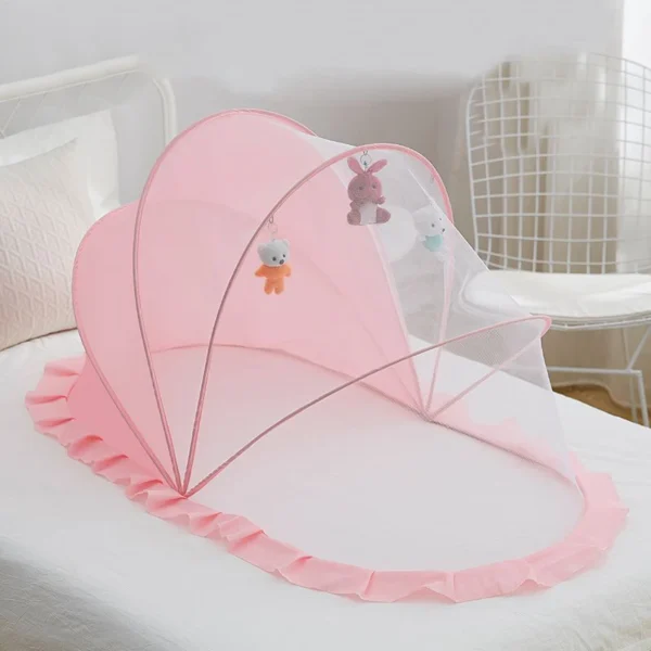 Baby Bed Infant Mosquito Nets Foldable with Cotton Pillows Portable Folding Baby Bedding Crib Netting - Image 2