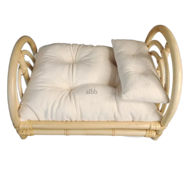 Newborn Photography Props Baby Basket Vintage Rattan Baby Bed Weaving Baskets Wooden Crib for Newborn Photo Shoot Furniture - Image 2