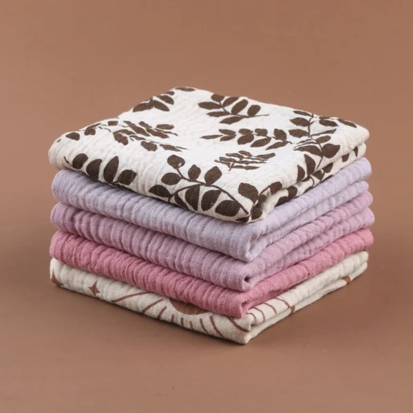 5PCS Soft Absorbent Gauze Cotton Baby Towels Wipe Face Cloths Towel Face Handkerchief Baby Bathing Feeding Washcloth - Image 4