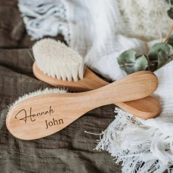 Personalized Baby Hairbrushes Engrave Infant Name Wooden Newborn Hair Brush Comb Brush Birth/Baptism/Birthday Baby Shower Gifts - Image 5