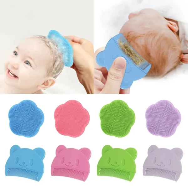 Baby Hair Brush Infant Fetal Head Fat Cleaning Brush Newborn Soft Hair Comb Silicone Head Massager for Baby Care Accessories