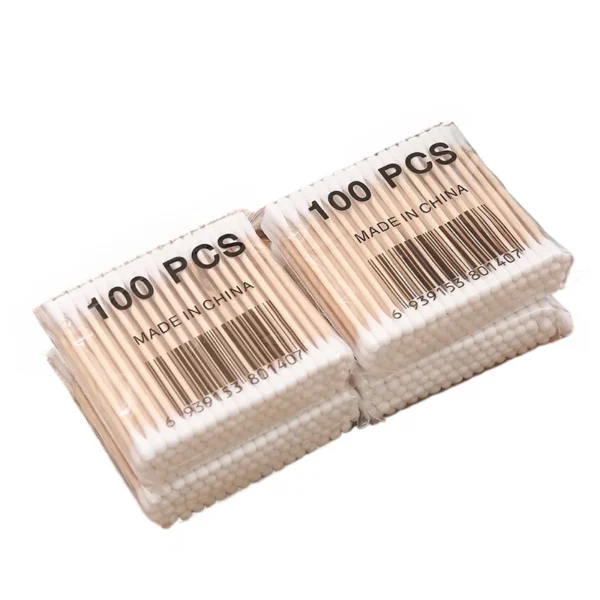 100pcs/bag Baby Cotton Swabs Disposable Wood Swabs Cotton Bud Rod for Baby Health Care Girls Makeup Swabs Random Package