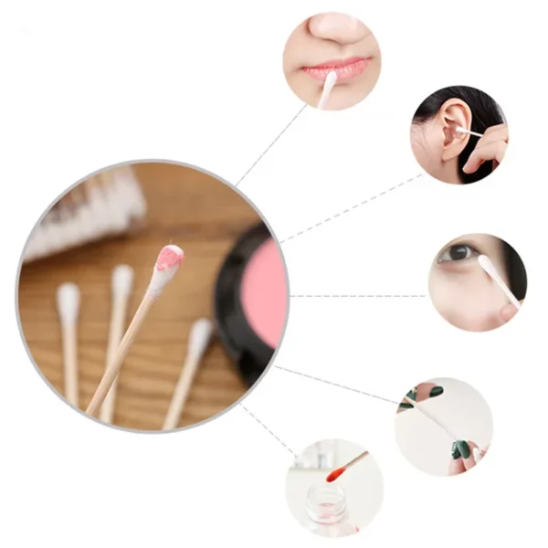 100pcs/bag Baby Cotton Swabs Disposable Wood Swabs Cotton Bud Rod for Baby Health Care Girls Makeup Swabs Random Package - Image 5
